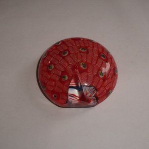 Art glass paperweight hand blown Millefiori Peacock